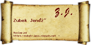 Zubek Jenő névjegykártya